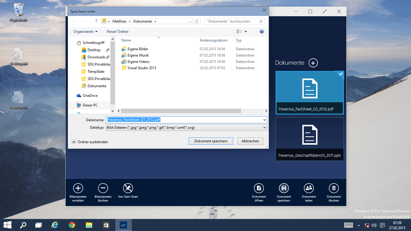 Datei-Dialog in Windows 10 Apps